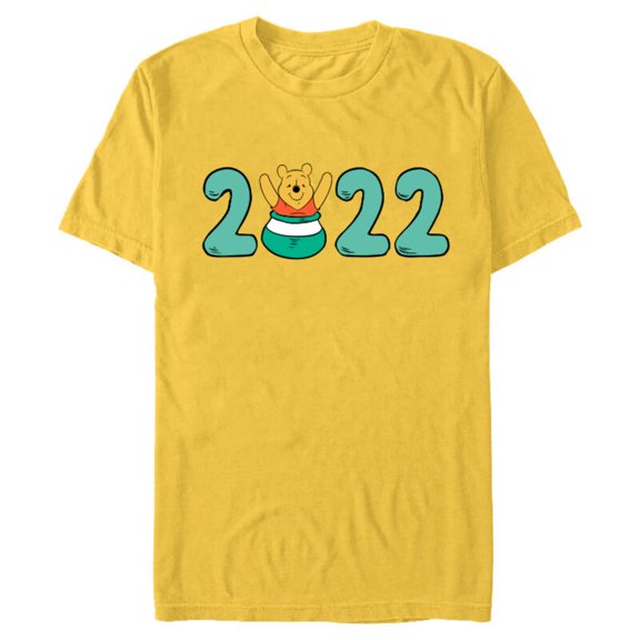 Disney Winnie the Pooh 2022 New Year’s Eve Standard - Short Sleeve Blended T-Shirt for Adults – Customized-Yellow