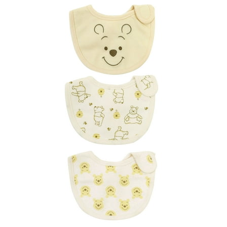 Disney Winnie the Pooh 3 Pack Newborn Side Closure Bibs