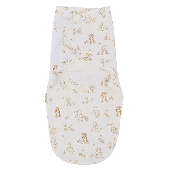 Disney Winnie the Pooh Adjustable Swaddle Wrap, Ivory, Brown, Infant Unisex, Cotton