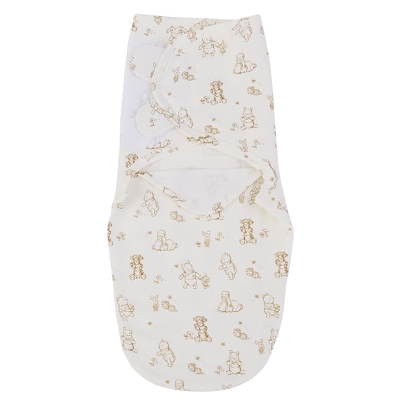Disney Winnie the Pooh Adjustable Swaddle Wrap, Ivory, Brown, Infant Unisex, Cotton