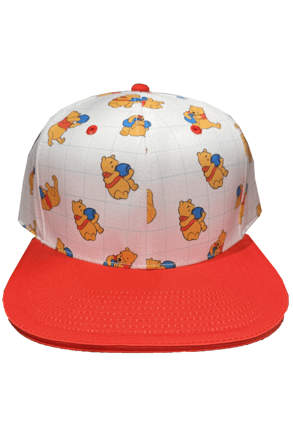 Winnie the Pooh All Over Print Baseball Hat, White/Orange