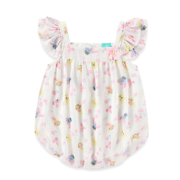 Disney Winnie the Pooh All Over Print Chiffon Bubble Romper (Baby Girls), Sizes 3M-9M