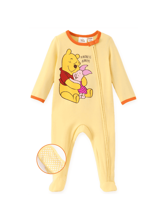 Winnie the Pooh Baby Girls Boys Footed Coverall Long Sleeve Zipper Romper One-Piece Outfit