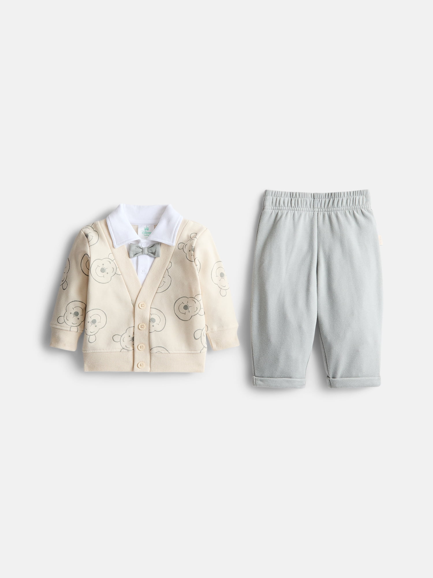 Disney Winnie the Pooh Baby Boy Holiday Cardigan Sweater & Jogger Pant, 2-Piece Outfit Set, Sizes 0-24M