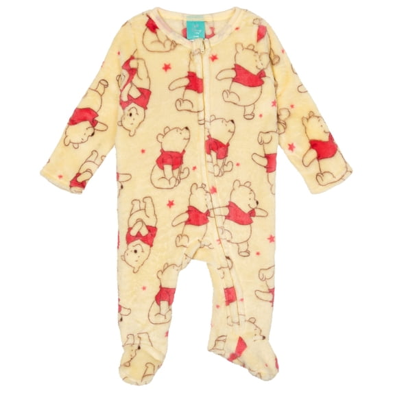 Disney Winnie the Pooh Baby Boy or Girl Fleece Footed Sleep N' Play Cream Pink