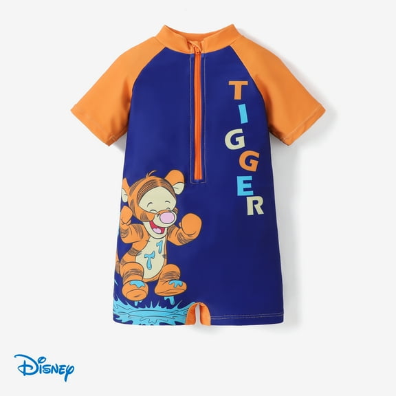 Disney Winnie the Pooh Baby Boys Girls Swimsuits Zipper Rash Guard One Piece Bathing Suit Sizes 18-24M