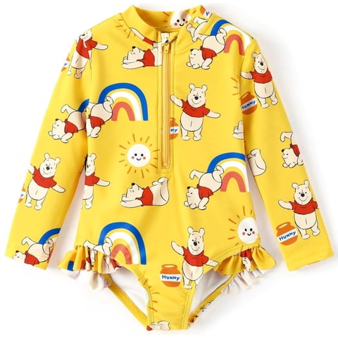 Winnie the Pooh Baby Boys Girls Swimsuits Zipper Rash Guard One Piece Bathing Suit Sizes 3M-6Y