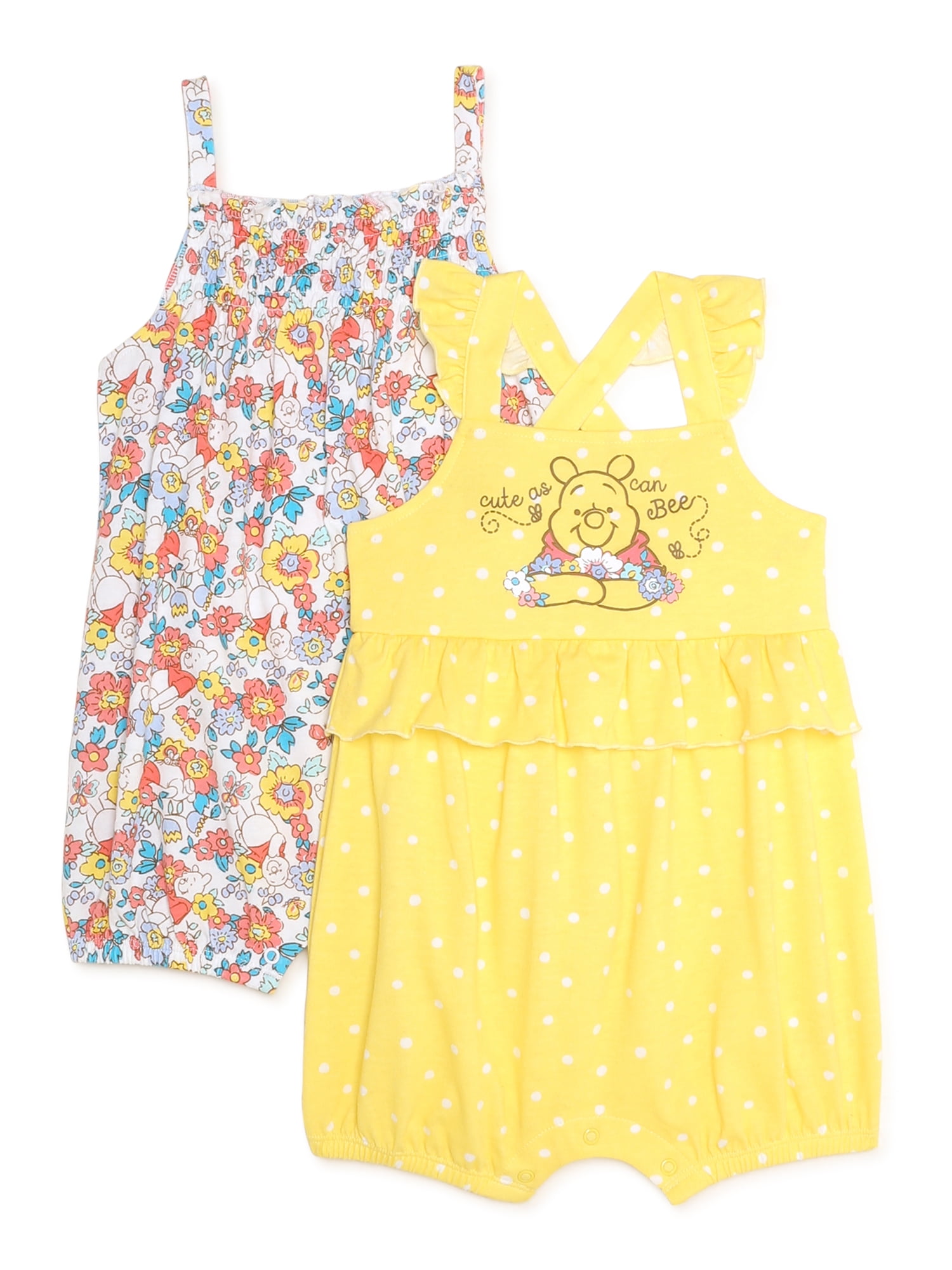 Disney Winnie the Pooh Baby Girl Rompers, 2-Pack, New Zealand