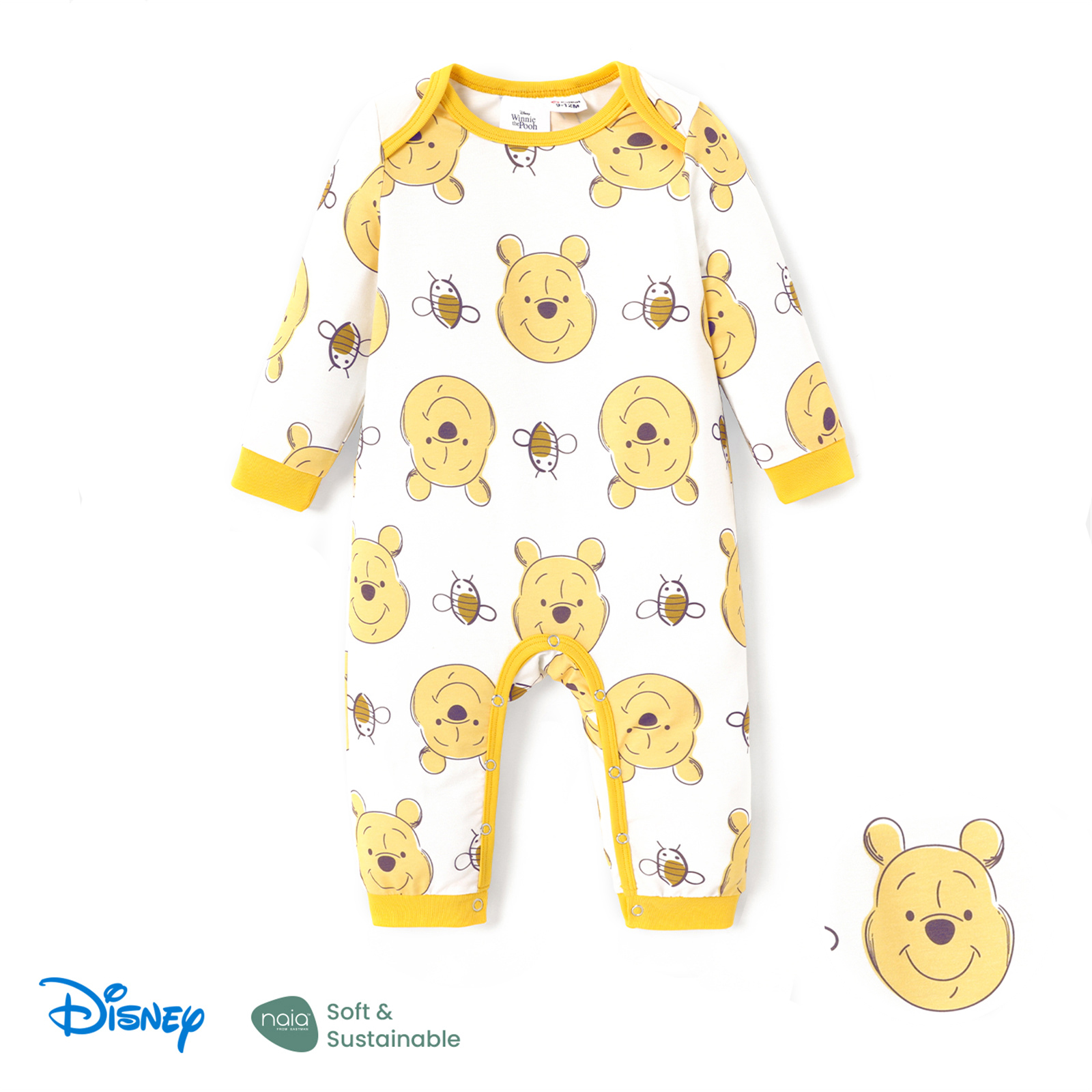 Disney Winnie the Pooh Baby Girls Boys Long Sleeve Jumpsuit Unisex Coverall Size 0-18 Months - image 1 of 6