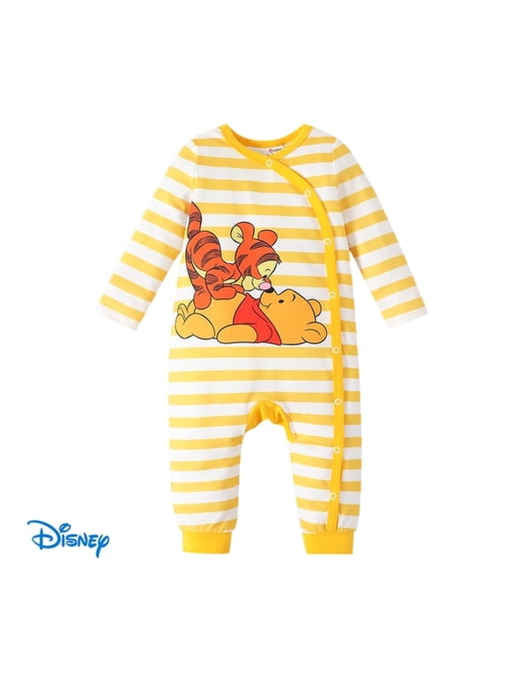 Winnie the Pooh Baby Romper Girl Boy Long Sleeve Stripe Jumpsuit Unisex Coverall Size Infant