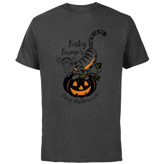 Disney Winnie the Pooh Baby Tigger Bump’s First Halloween - Short Sleeve Cotton T-Shirt for Adults - Customized-Charcoal Heather