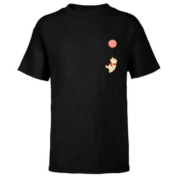 Disney Winnie the Pooh Balloon Flight Corner Picture - Short Sleeve T-Shirt for Kids - Customized-Black