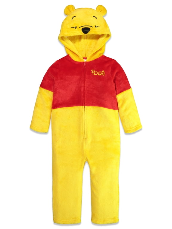 Winnie the Pooh Big Boys' Cosplay Fleece Hooded Coverall Red Yellow