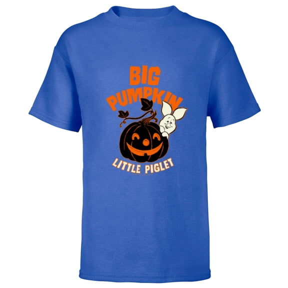 Disney Winnie the Pooh Big Pumpkin Little Piglet Halloween - Short Sleeve T-Shirt for Kids - Customized-Royal