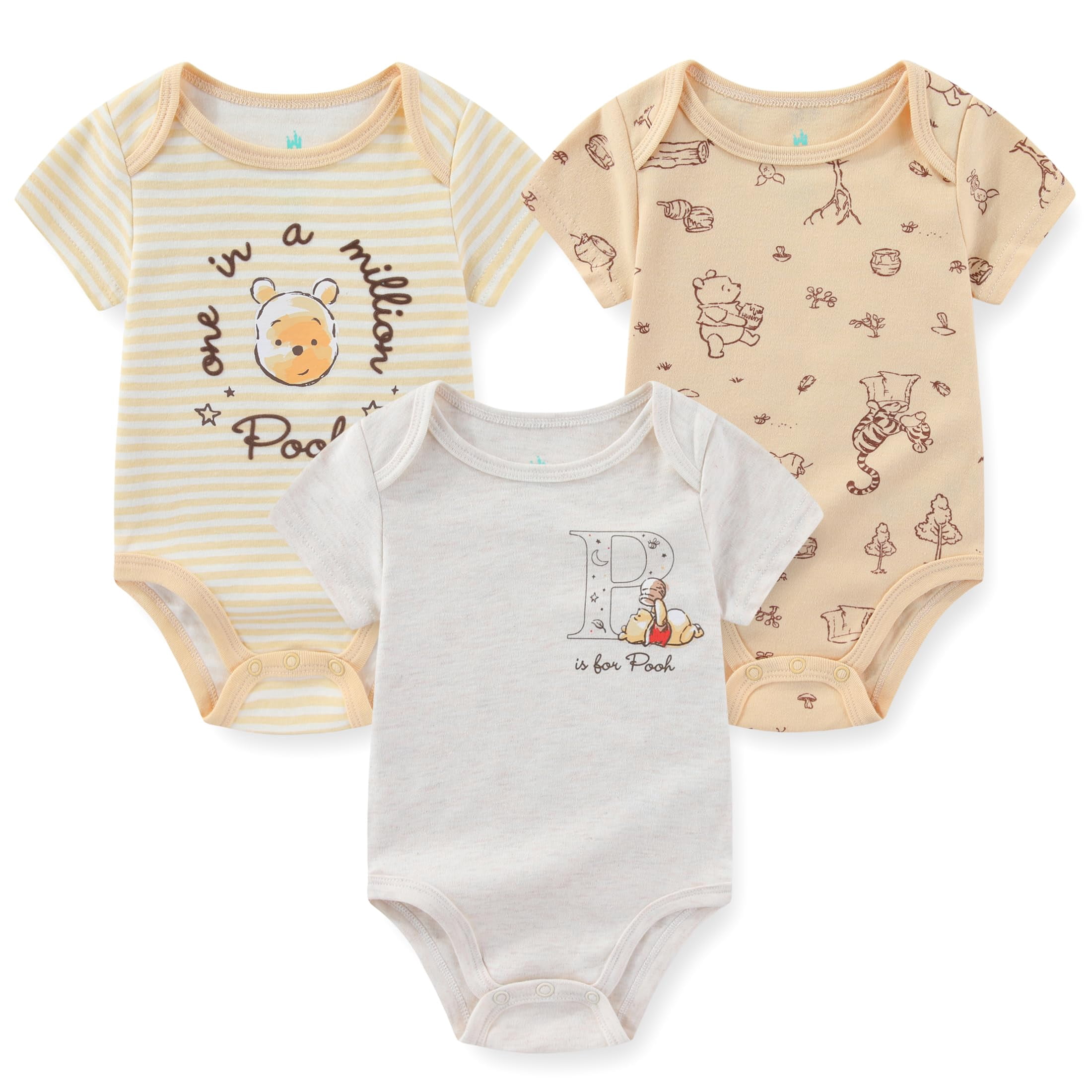 Disney Winnie the Pooh Bodysuit (Baby Boys), 3 Pack, Sizes 3M-12M