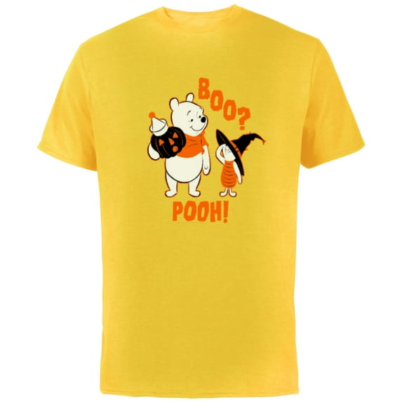 Disney Winnie the Pooh Boo Pooh Halloween - Short Sleeve Cotton T-Shirt for Adults - Customized-Yellow