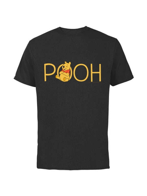 Winnie the Pooh Classic Lettering - Short Sleeve Cotton T-Shirt for Adults - Customized-Black