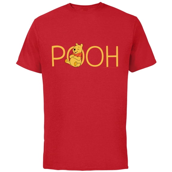 Disney Winnie the Pooh Classic Lettering - Short Sleeve Cotton T-Shirt for Adults - Customized-Red