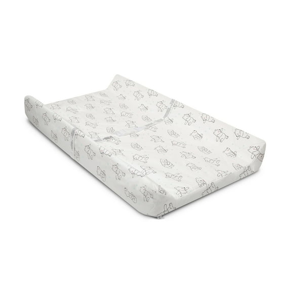 Disney Winnie the Pooh Contoured Changing Pad with Plush Cover by Delta Children – Machine Washable Cover and Waterproof Outer Layer, Grey