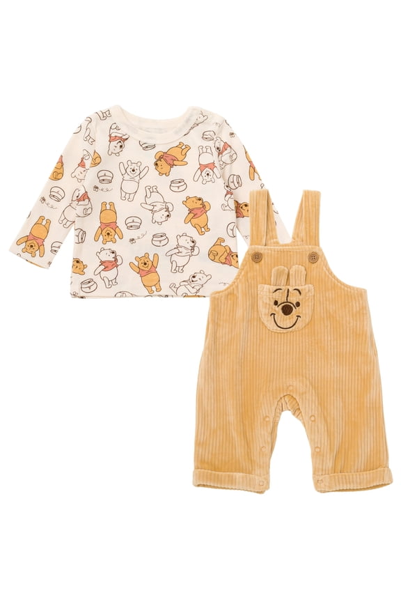 Winnie the Pooh Corduroy Square Neck Ribbed Overall and T-Shirt Newborn to Infant
