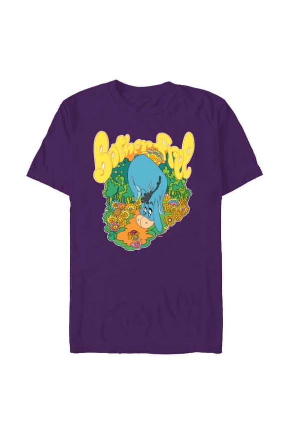 Winnie the Pooh Eeyore Bother Free Sixties Retro - Short Sleeve Blended T-Shirt for Adults - Customized-Purple