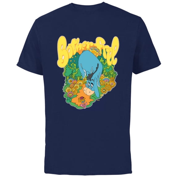 Disney Winnie the Pooh Eeyore Bother Free Sixties Retro - Short Sleeve Cotton T-Shirt for Adults - Customized-Navy