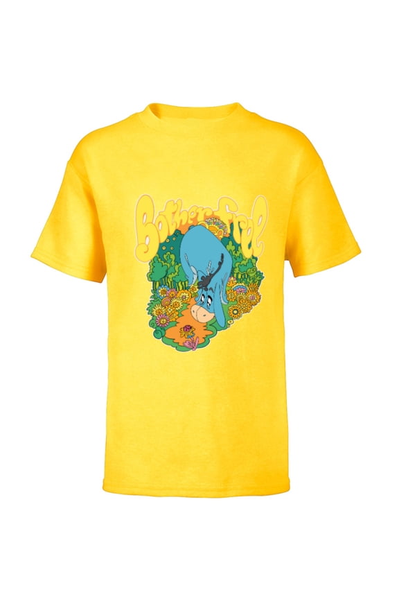 Winnie the Pooh Eeyore Bother Free Sixties Retro - Short Sleeve T-Shirt for Kids - Customized-Yellow