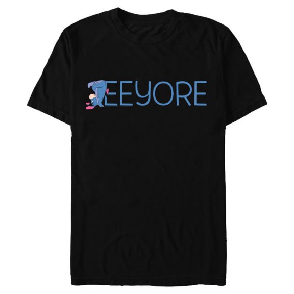 Disney Winnie the Pooh Eeyore Classic Lettering - Short Sleeve Blended T-Shirt for Adults - Customized-Black