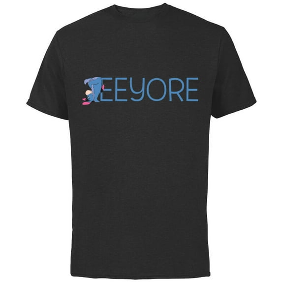 Disney Winnie the Pooh Eeyore Classic Lettering - Short Sleeve Cotton T-Shirt for Adults - Customized-Black