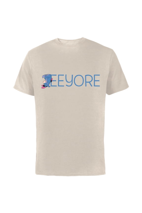 Winnie the Pooh Eeyore Classic Lettering - Short Sleeve Cotton T-Shirt for Adults - Customized-Natural
