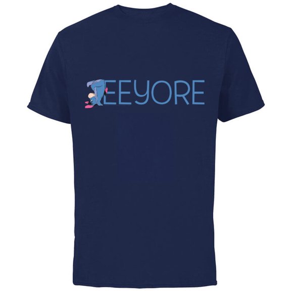 Disney Winnie the Pooh Eeyore Classic Lettering - Short Sleeve Cotton T-Shirt for Adults - Customized-Navy