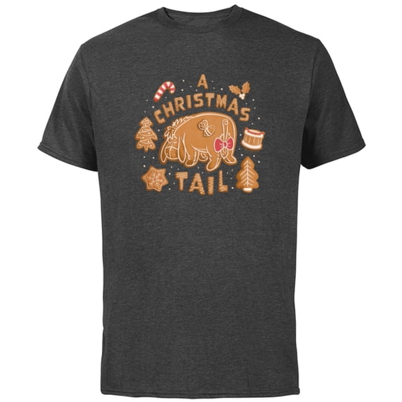 Disney Winnie the Pooh Eeyore Gingerbread A Christmas Tail - Short Sleeve Cotton T-Shirt for Adults - Customized-Charcoal