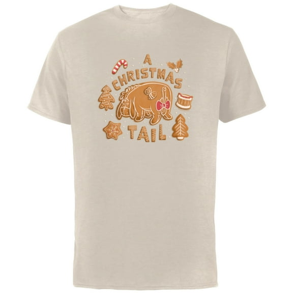 Disney Winnie the Pooh Eeyore Gingerbread A Christmas Tail - Short Sleeve Cotton T-Shirt for Adults - Customized-Natural
