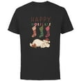 thumbnail image 1 of Disney Winnie the Pooh Eeyore Happy Holidays - Short Sleeve Cotton T-Shirt for Adults - Customized-Black, 1 of 5
