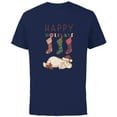 thumbnail image 1 of Disney Winnie the Pooh Eeyore Happy Holidays - Short Sleeve Cotton T-Shirt for Adults - Customized-Navy, 1 of 5