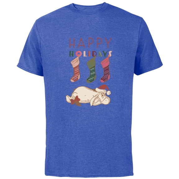 Disney Winnie the Pooh Eeyore Happy Holidays - Short Sleeve Cotton T-Shirt for Adults - Customized-Royal Heather