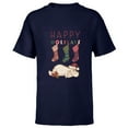 thumbnail image 1 of Disney Winnie the Pooh Eeyore Happy Holidays - Short Sleeve T-Shirt for Kids - Customized-Navy, 1 of 5