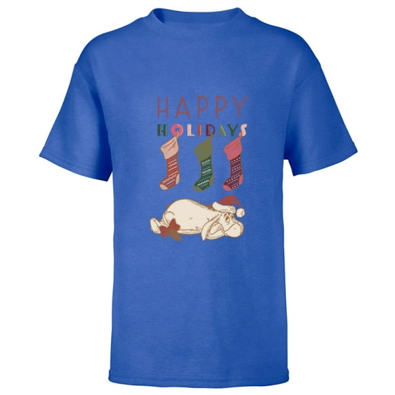 Disney Winnie the Pooh Eeyore Happy Holidays - Short Sleeve T-Shirt for Kids - Customized-Royal