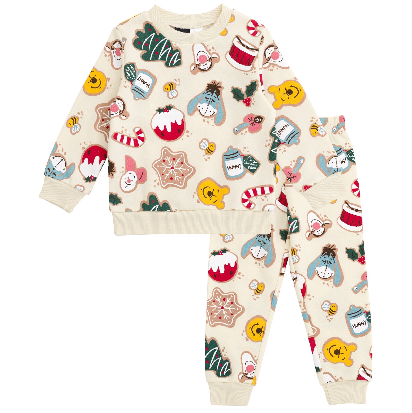 Disney Winnie the Pooh Eeyore Piglet Christmas Fleece Sweatshirt and Jogger Pants Outfit Set Newborn to Toddler