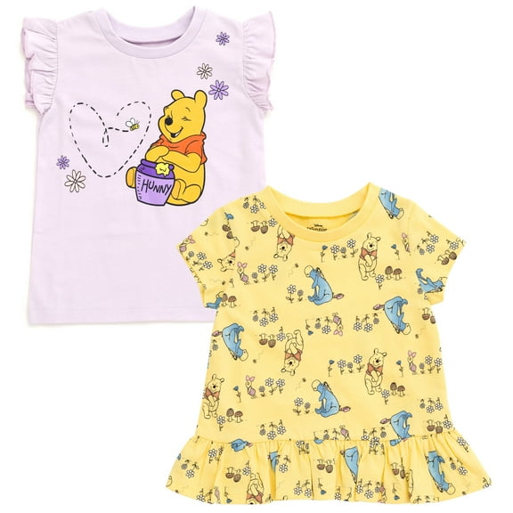 Disney Winnie the Pooh Eeyore Piglet Floral 2 Pack Peplum T-Shirts Infant to Toddler
