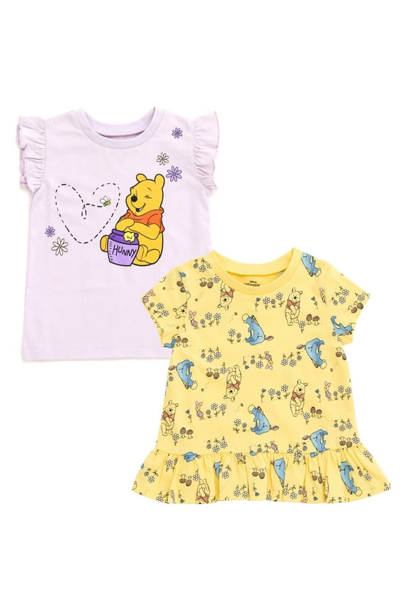 Winnie the Pooh Eeyore Piglet Floral 2 Pack Peplum T-Shirts Infant to Toddler