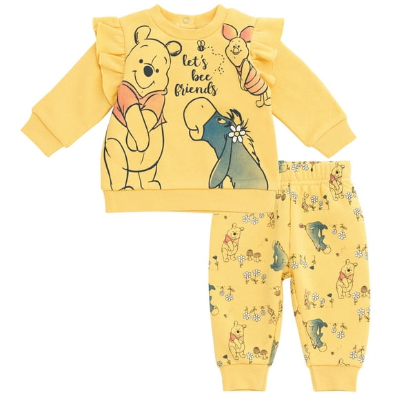 Disney Winnie the Pooh Eeyore Piglet Newborn Baby Girls Fleece Sweatshirt and Pants Set 6-9 Months
