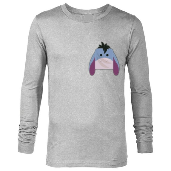 Disney Winnie the Pooh Eeyore Small Block Character Pocket - Long Sleeve T-Shirt for Men - Customized-Athletic Heather