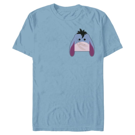 Disney Winnie the Pooh Eeyore Small Block Character Pocket - Short Sleeve Blended T-Shirt for Adults - Customized-Ocean Blue
