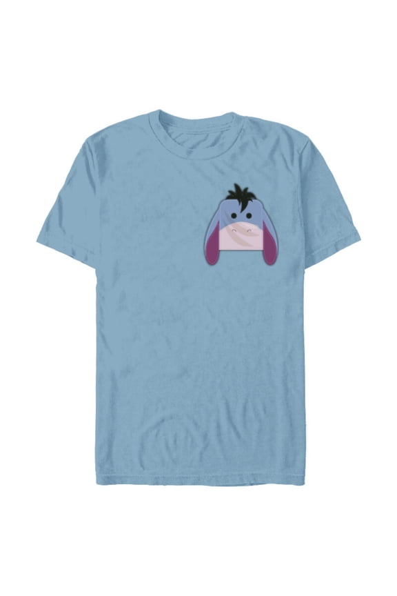 Winnie the Pooh Eeyore Small Block Character Pocket - Short Sleeve Blended T-Shirt for Adults - Customized-Ocean Blue