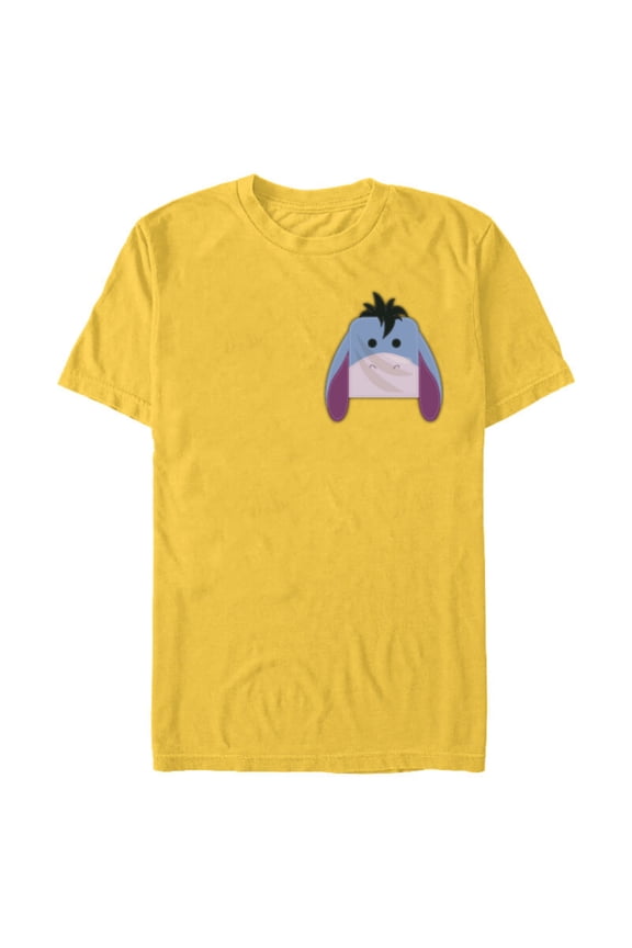 Winnie the Pooh Eeyore Small Block Character Pocket - Short Sleeve Blended T-Shirt for Adults - Customized-Yellow