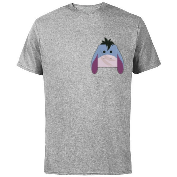 Disney Winnie the Pooh Eeyore Small Block Character Pocket - Short Sleeve Cotton T-Shirt for Adults - Customized-Athletic Heather