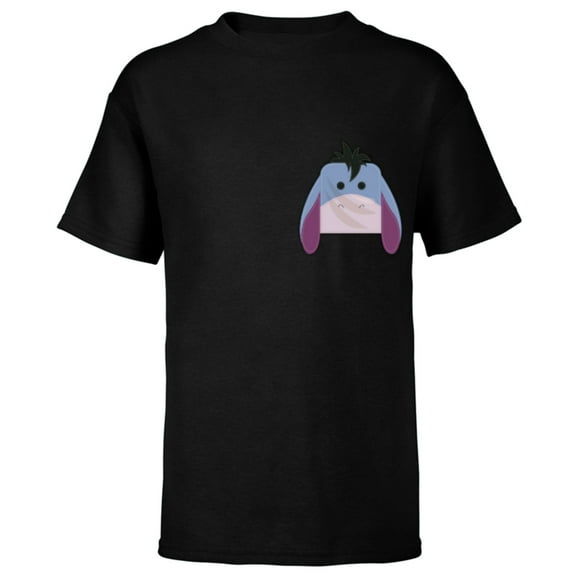 Disney Winnie the Pooh Eeyore Small Block Character Pocket - Short Sleeve T-Shirt for Kids - Customized-Black
