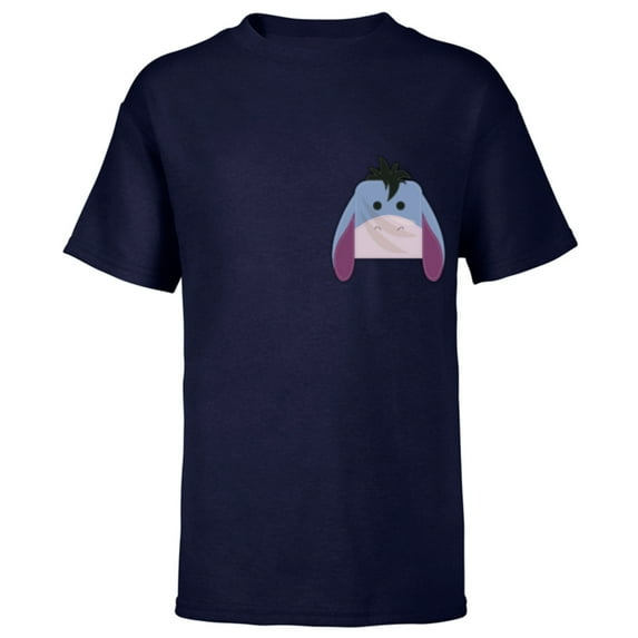 Disney Winnie the Pooh Eeyore Small Block Character Pocket - Short Sleeve T-Shirt for Kids - Customized-Navy