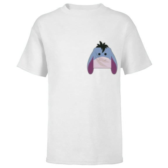 Disney Winnie the Pooh Eeyore Small Block Character Pocket - Short Sleeve T-Shirt for Kids - Customized-White